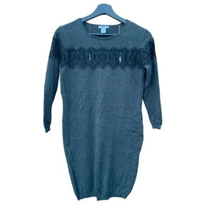 BAR III women's small grey sweater dress with black lace across chest